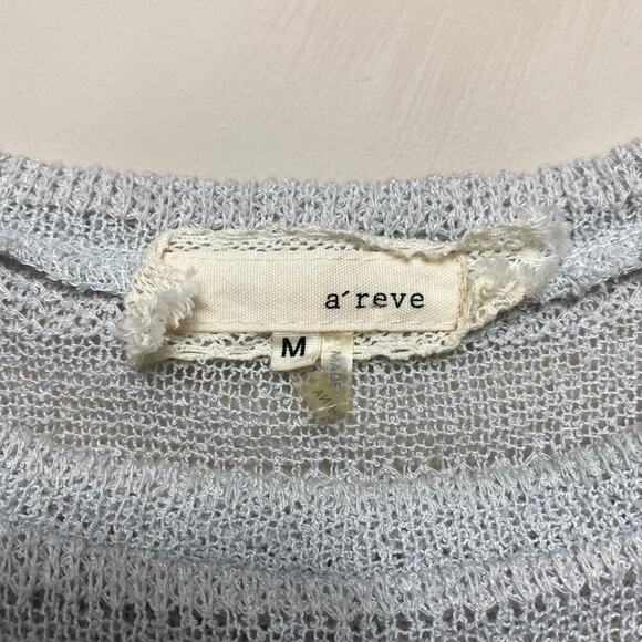 A'REVE Sweater Mixed Media Open Knit Polka Dot Gray Monochromatic Size M - Picture 3 of 7